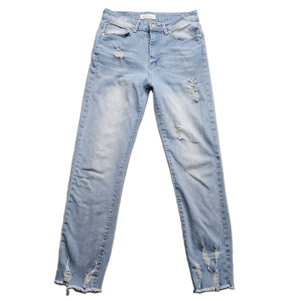 Red Bottoms Skinny Jeans Womens 5/ 27 Blue Light Wash High Waisted Distressed